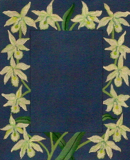 Orchids with Navy Background  (Handpainted by PLD Designs)