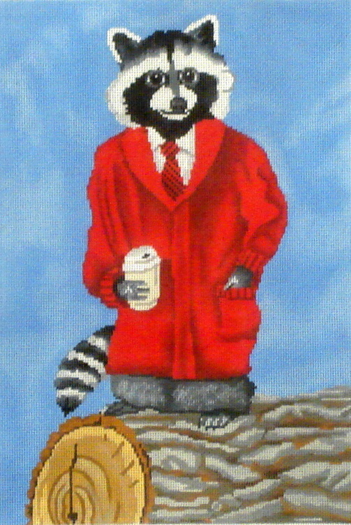 Dapper Raccoon with Coffee  (Handpainted by Scott Church)