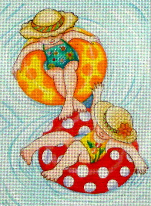 Inner Tube Girls  (Hanpainted by Mary Engelbreit)