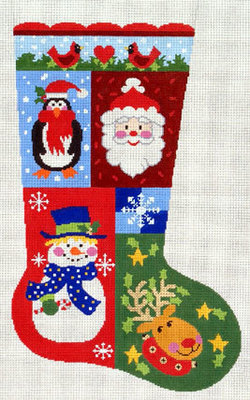 Christmas Sampler Stocking (Handpainted needlepoint canvas by Lee's Needle Arts)