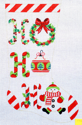 Ho Ho Ho Christmas Stocking  (Handpainted by Lees Needle Arts)