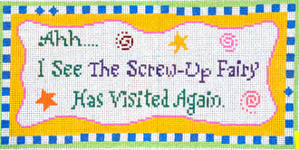 I See the Screw-Up Fairy.....       (Handpainted by Julia's Needleworks)