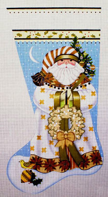 Golden Santa Stocking   (Handpainted by Melissa Shirley)