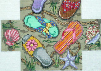 Sandals/Flip Flops, Brick Cover     (handpainted by All About Stitching)*Product may take longer than usual to arrive*