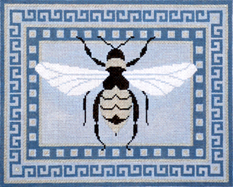 Elegant Bee with Gray Border     (Handpainted Needlepoint by JP Needlepoint)