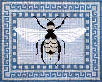 Elegant Bee with Gray Border   (Handpainted Needlepoint by JP Needlepoint)