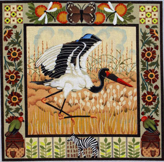 Saddle-billed Stork   (handpainted by Melissa Shirley)