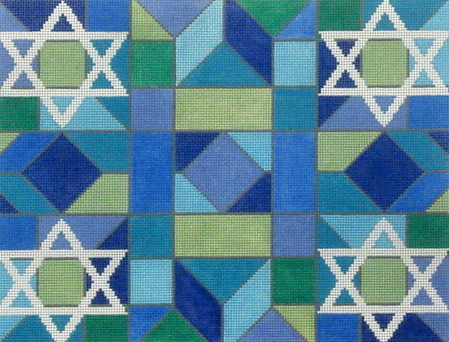 Corner Star Blue   (Handpainted by Fleur de Paris)