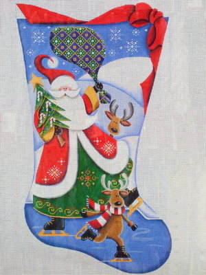 Skating with Santa      (Handpainted by Rebecca Wood Designs)