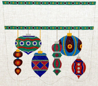 Antiques Ornaments Stocking Cuff   (handpainted needlepoint canvas  from The Meredith Collection)*Product may take longer than usual to arrive*
