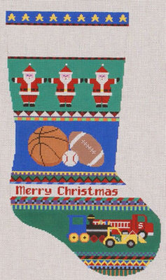 Sport Balls & Trucks Stocking    (Handpainted by Susan Roberts)*Product may take longer than usual to arrive*