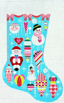 Glitzy Ornament Christmas Stocking   (Handpainted by Shelly Tribbey Designs)