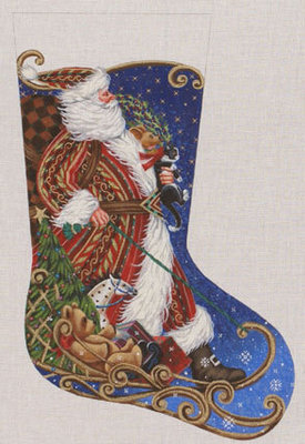 Sledding Santa Stocking (handpainted by Liz-Goodrick Dillon)*Product may take longer than usual to arrive*