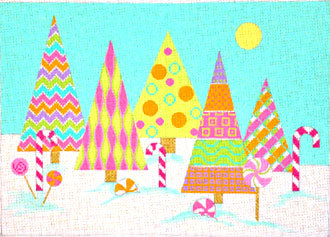 Candy Land Forest (Hand painted needlepoint canvas from Ruth Schmuff Designs)
