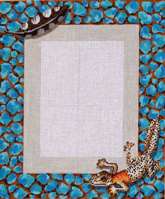 Lizard Picture Frame (hand painted needlepoint canvas from Colors of Praise)*Product may take longer than usual to arrive*