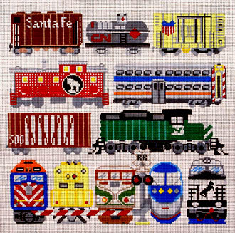Train Cars   (Handpainted by Susan Roberts)