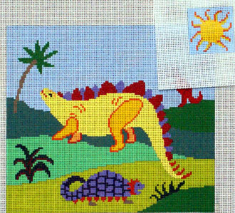 Dinosaur Tooth Fairy Pillow   (2 canvases) Handpainted from Julia's Needleworks*Product may take longer than usual to arrive*