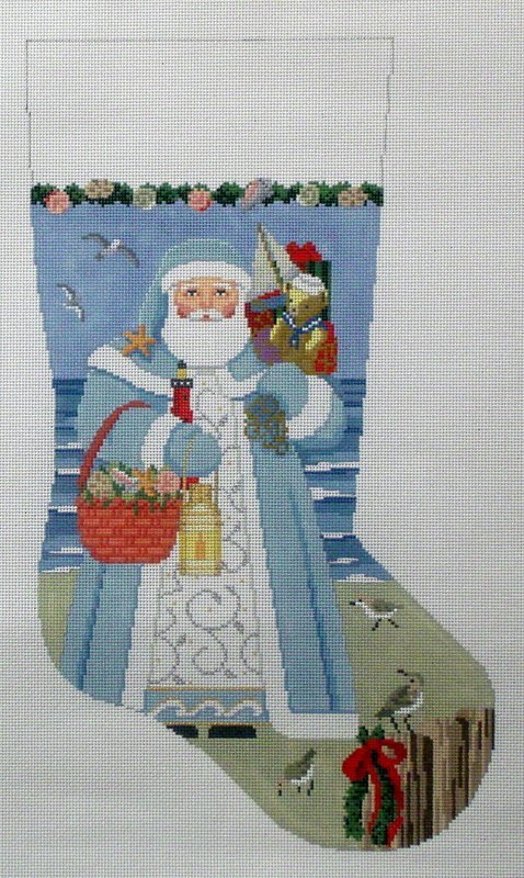 Nautical Santa Stocking (Handpainted by Susan Roberts) Nautical Santa Stocking (Handpainted by Susan Roberts)