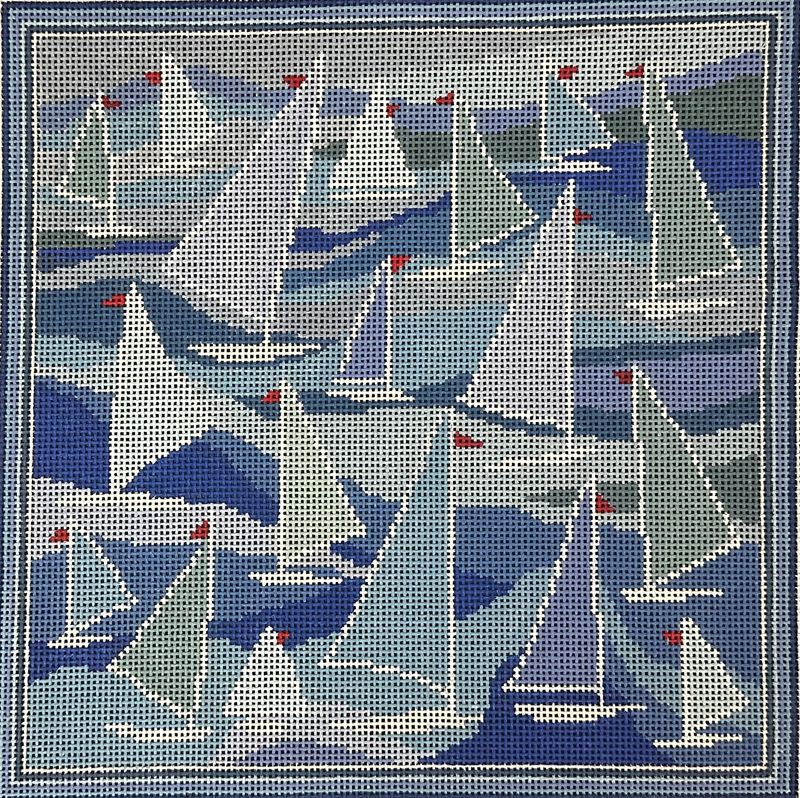 Sailboat Pillow (Handpainted by Elizabeth Nagle)