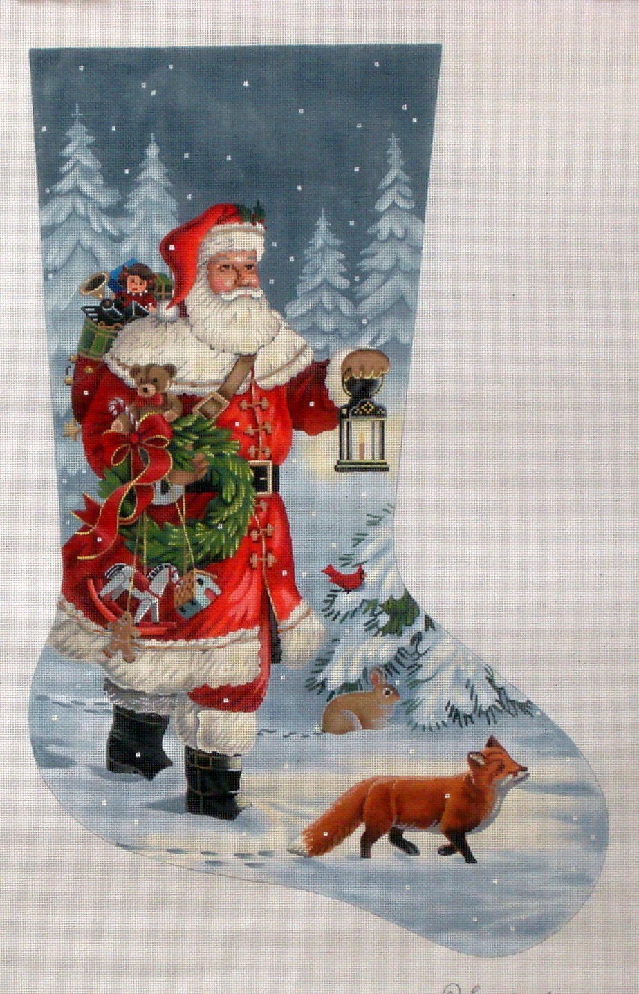 Lantern Woodland Walk Stocking (handpainted from Susan Roberts)*Product may take longer than usual to arrive*