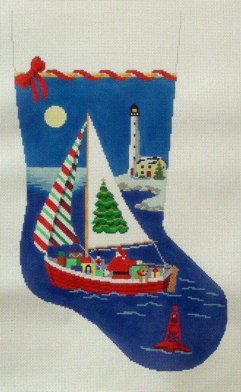 Sailing Santa Stocking (Handpainted by Susan Roberts) Sailing Santa Stocking (Handpainted by Susan Roberts)