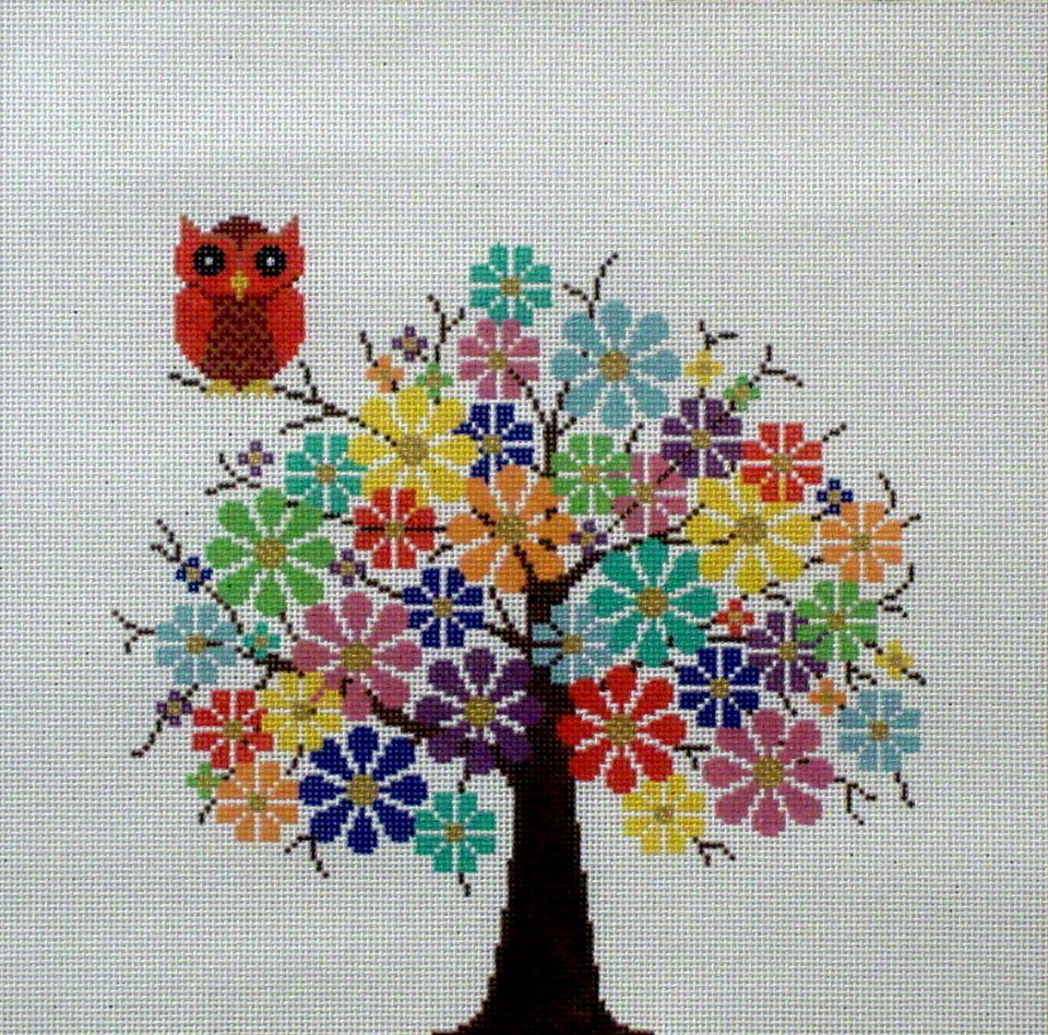 Happy Flower Tree     (Handpainted by JP Needlepoint)*Product may take longer than usual to arrive*