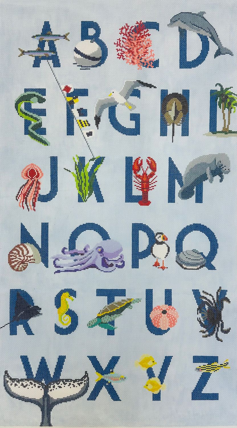 Ocean Alphabet  (Handpainted by The Salty Stitcher)