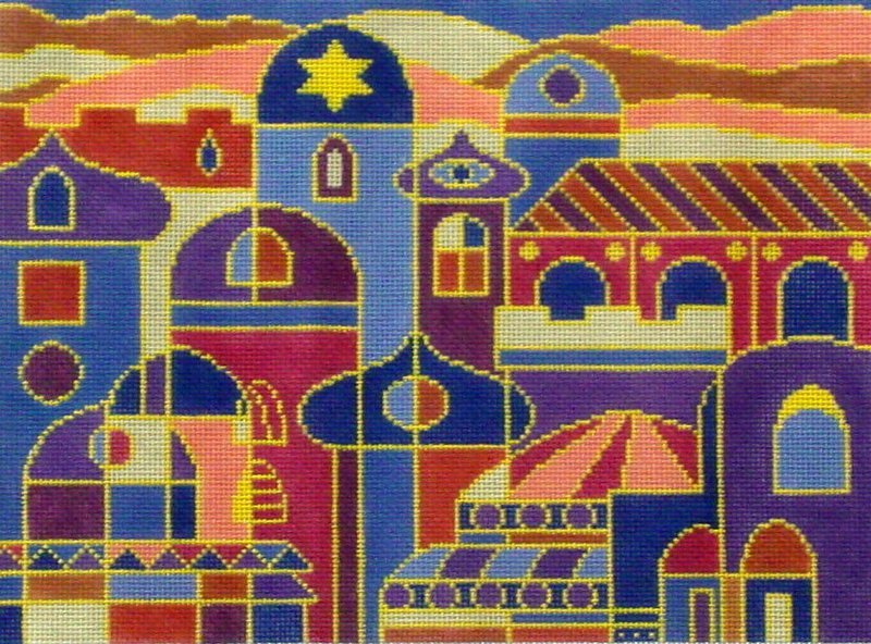 Dusk City Tallis Bag  (Handpainted by Tonya, by Fleur de Paris)