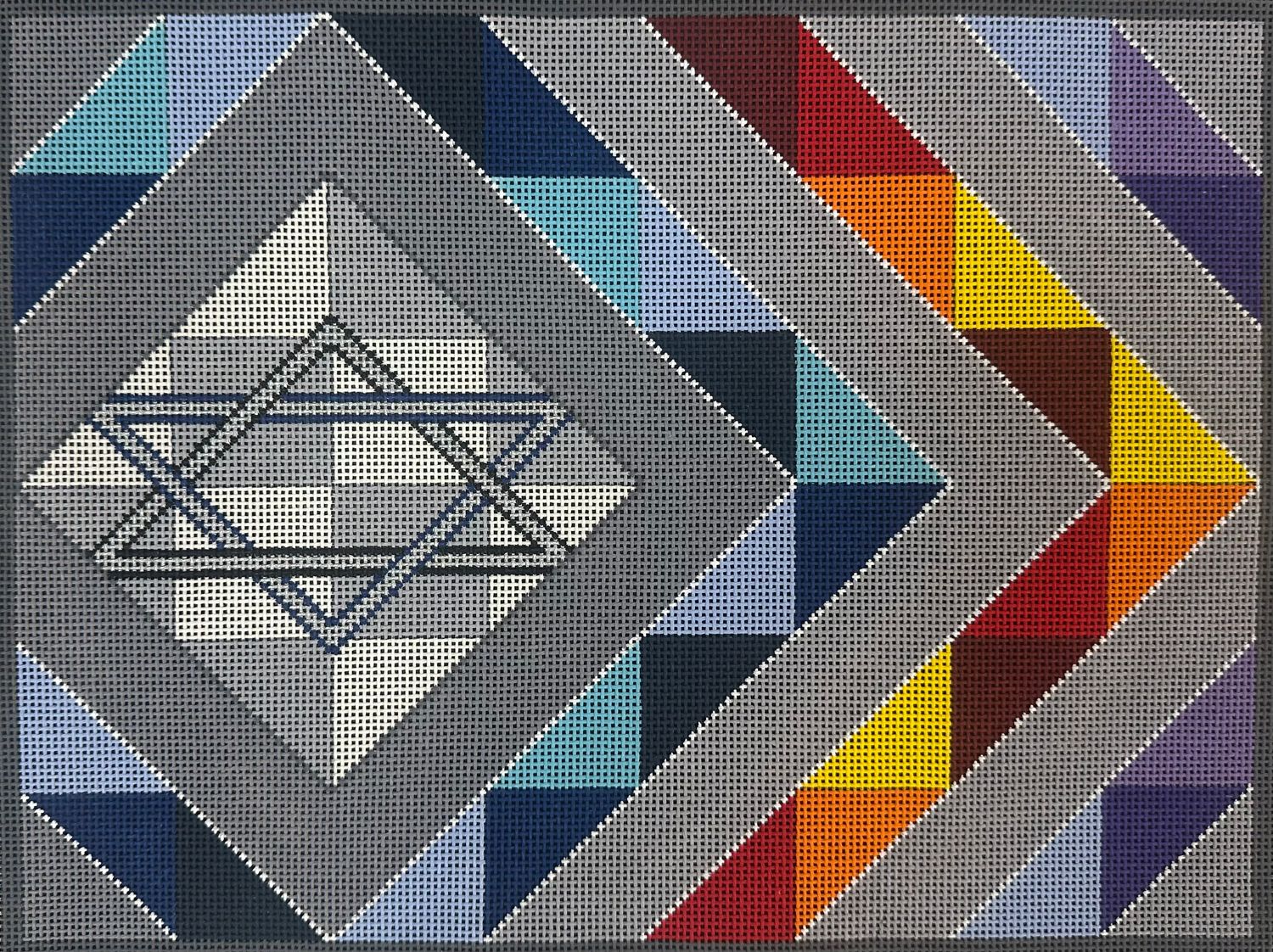 Geometric Tallis Bag with Colors  (Handpainted by Sew Much Fun)