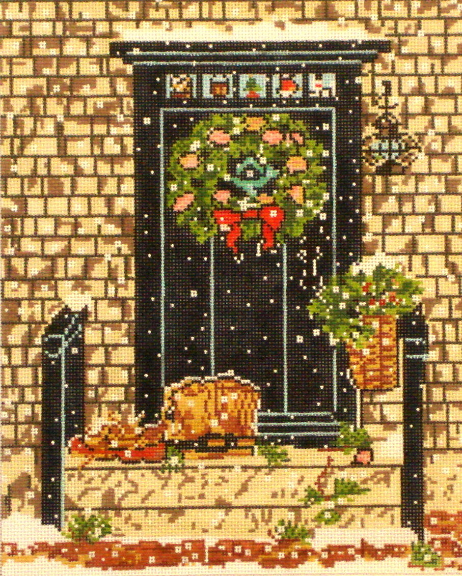 Blue Door    (handpainted needlepoint canvas 
by Cooper Oaks Designs)*Product may take longer than usual to arrive*