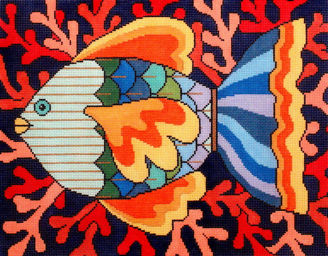 Colorful Fish   (Hand Painted by JP Needlepoint)