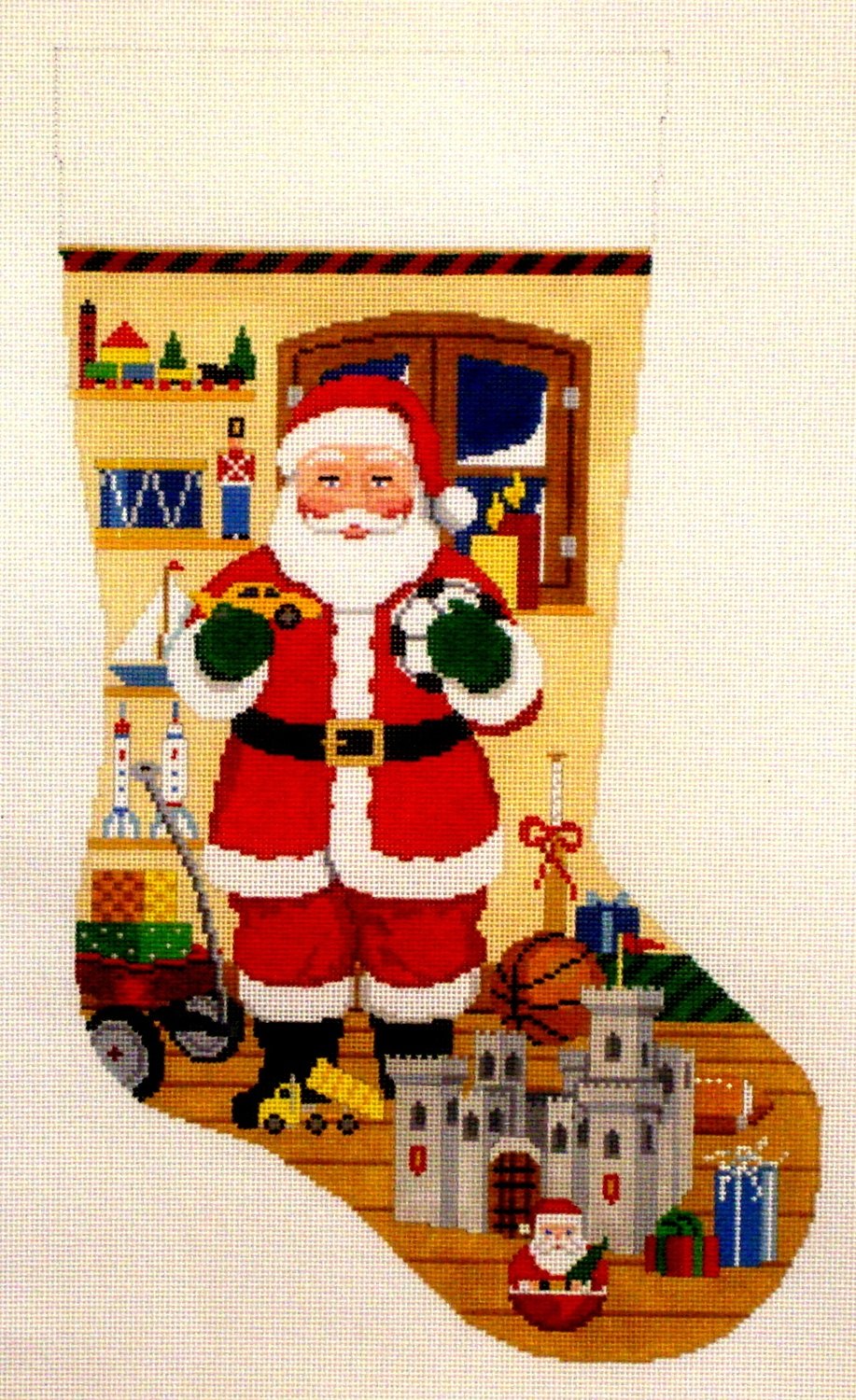 Santa with Castle Stocking   (Hand Painted from Susan Roberts)*Product may take longer than usual to arrive*