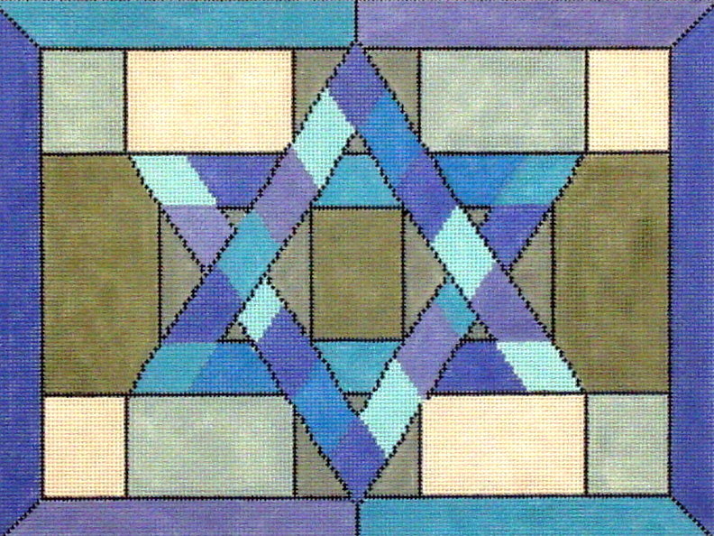 Mosaic Star Blue Tallis Bag   (Handpainted by Fleur de Paris)