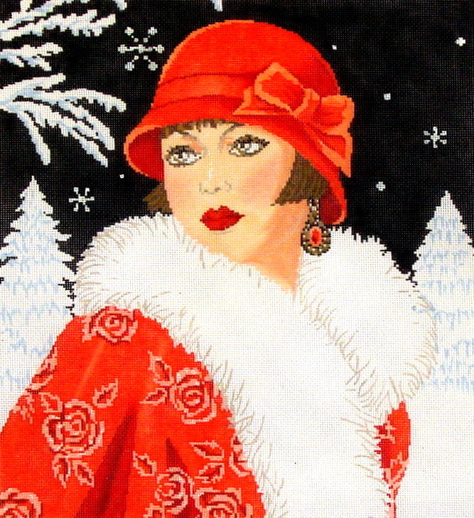 Lady Winter, Art Deco  (Handpainted by The Meredith Collection)