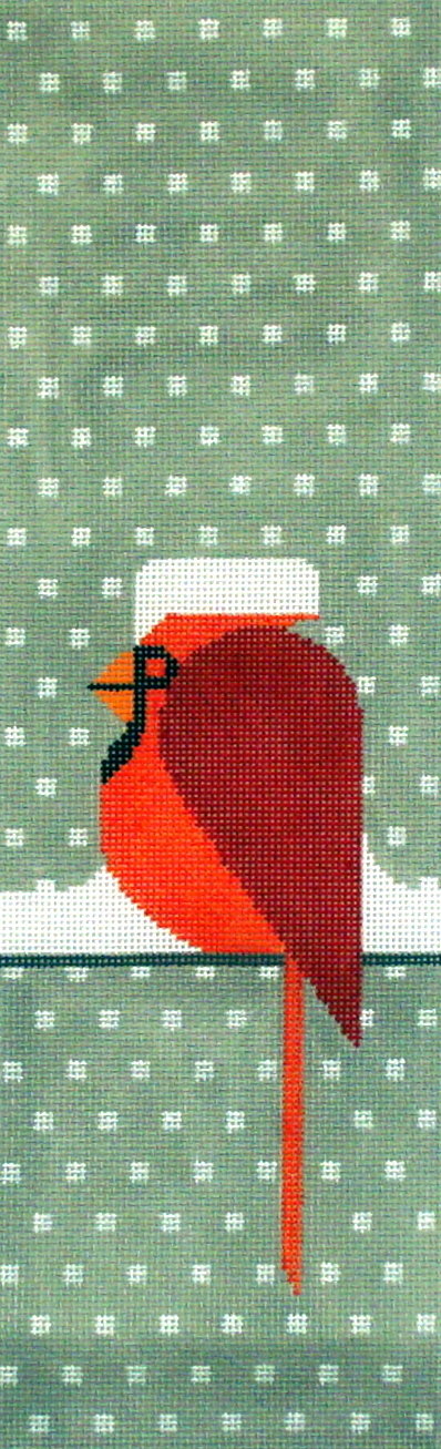 Cool Cardinal     (Hand Painted Needlepoint from Meredith Collection)