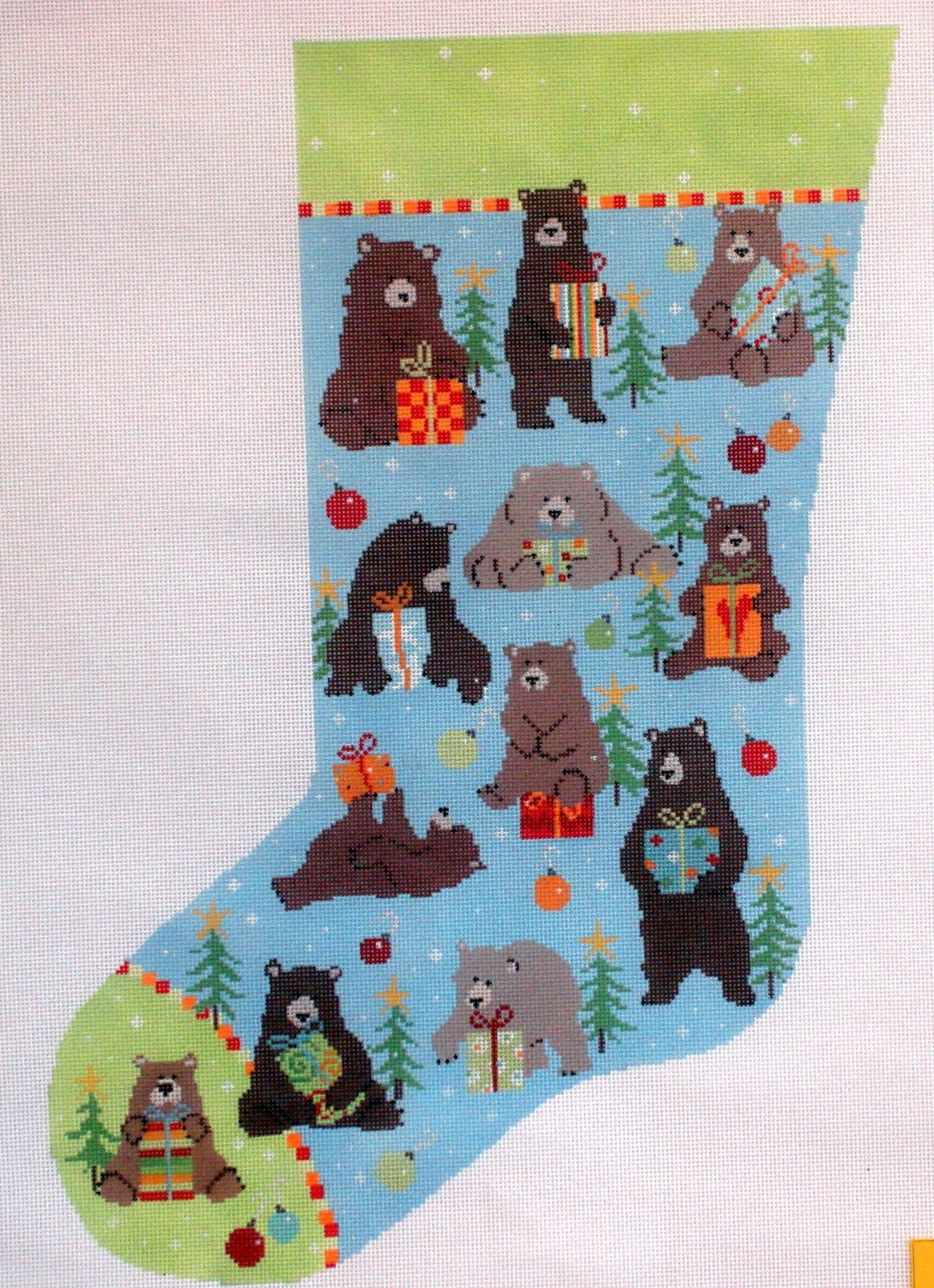 Bears Stocking    (handpainted needlepoint canvas by Pippin)*Product may take longer than usual to arrive*