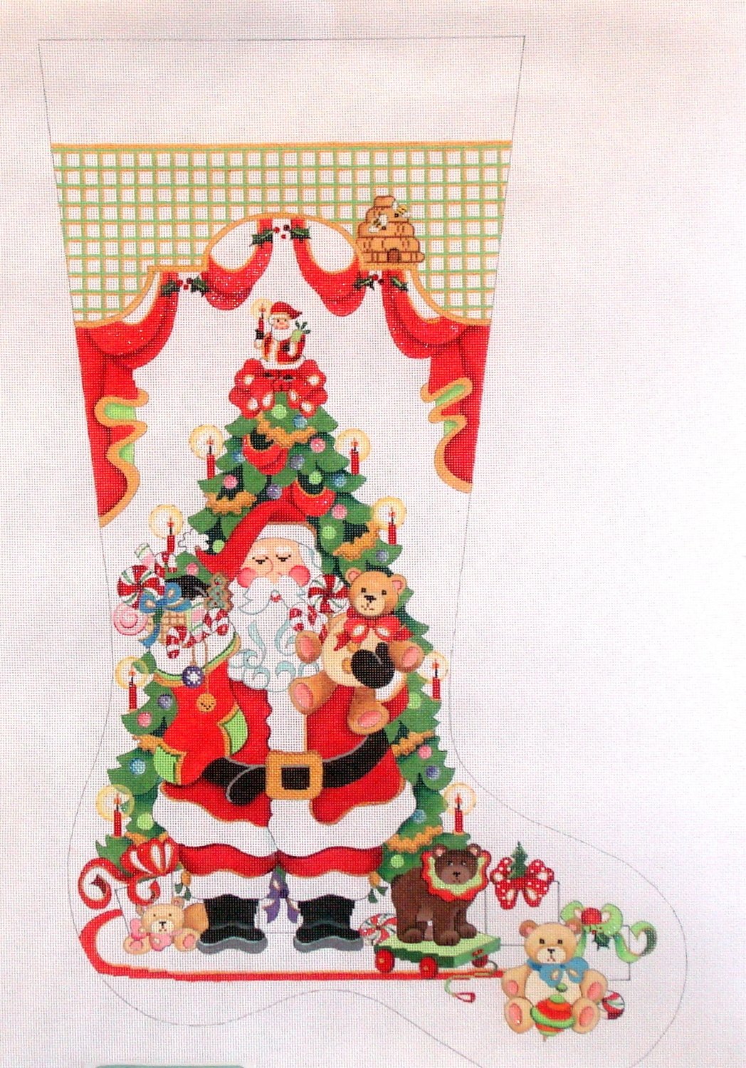 Santa in Front of Tree with Teddy Bears  (handpainted from Strictly Christmas)