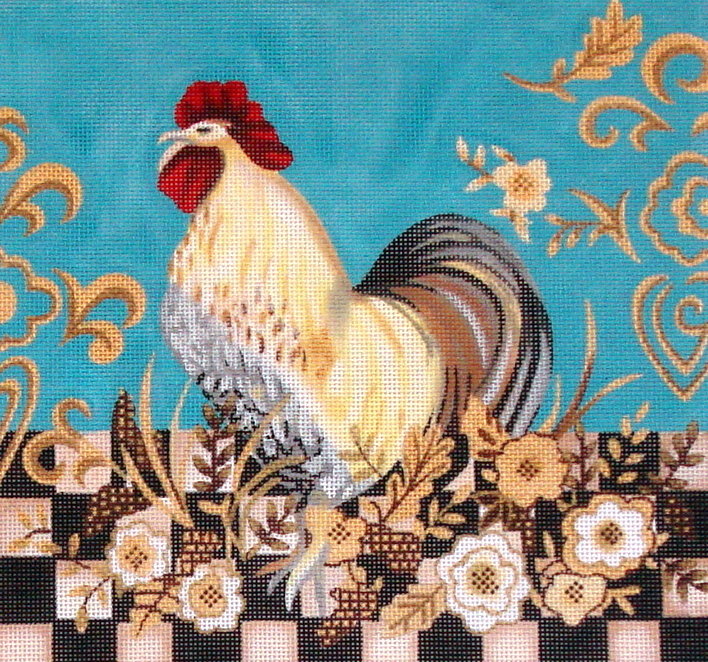 Checkerboard Rooster   (handpainted by Fleur de Paris)