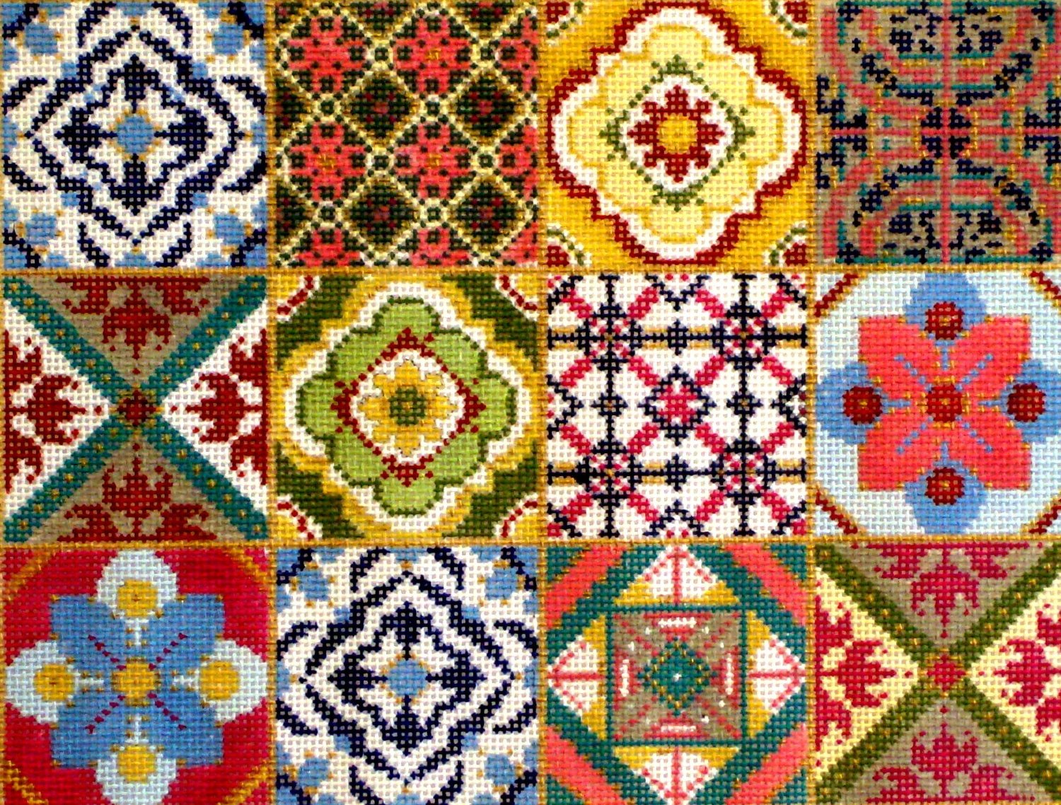 12 Square Patchwork  (handpainted by Alice Peterson)