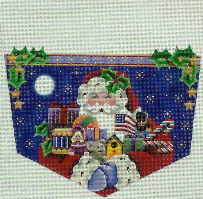 American Santa Cuff  (handpainted needlepoint canvas by Rebecca Woods Designs)