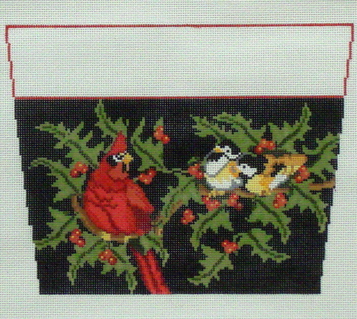 Birds Stocking Cuff #2 (Handpainted needlepoint canvas from Needledeeva Inc.)