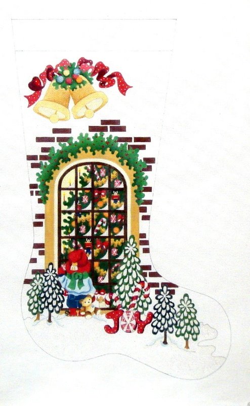 Boy Outside Looking Christmas Stocking   (Handpainted by Strictly Christmas)