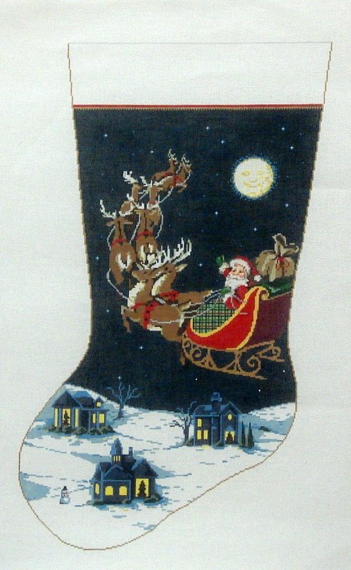 Dash Away All Christmas Stocking  (Handpainted by Sandra Gilmore Designs)