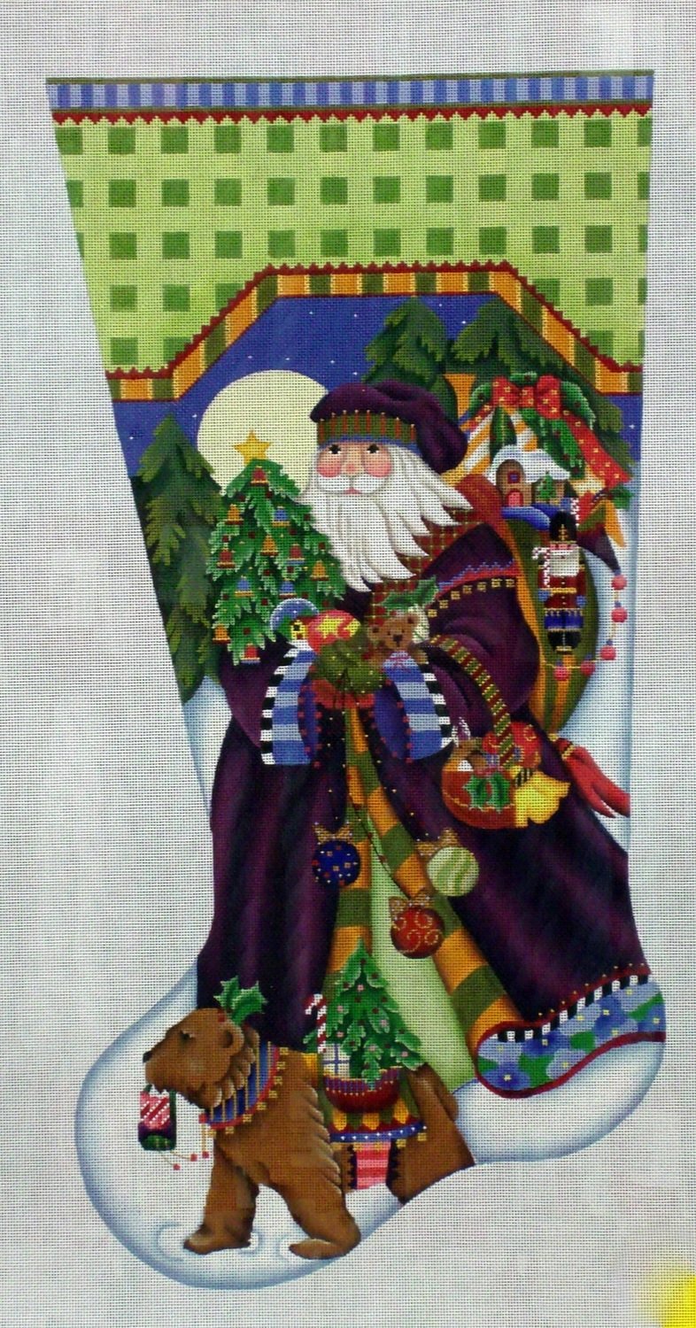 Fancy Santa Stocking      (handpainted from Melissa Shirley Designs)