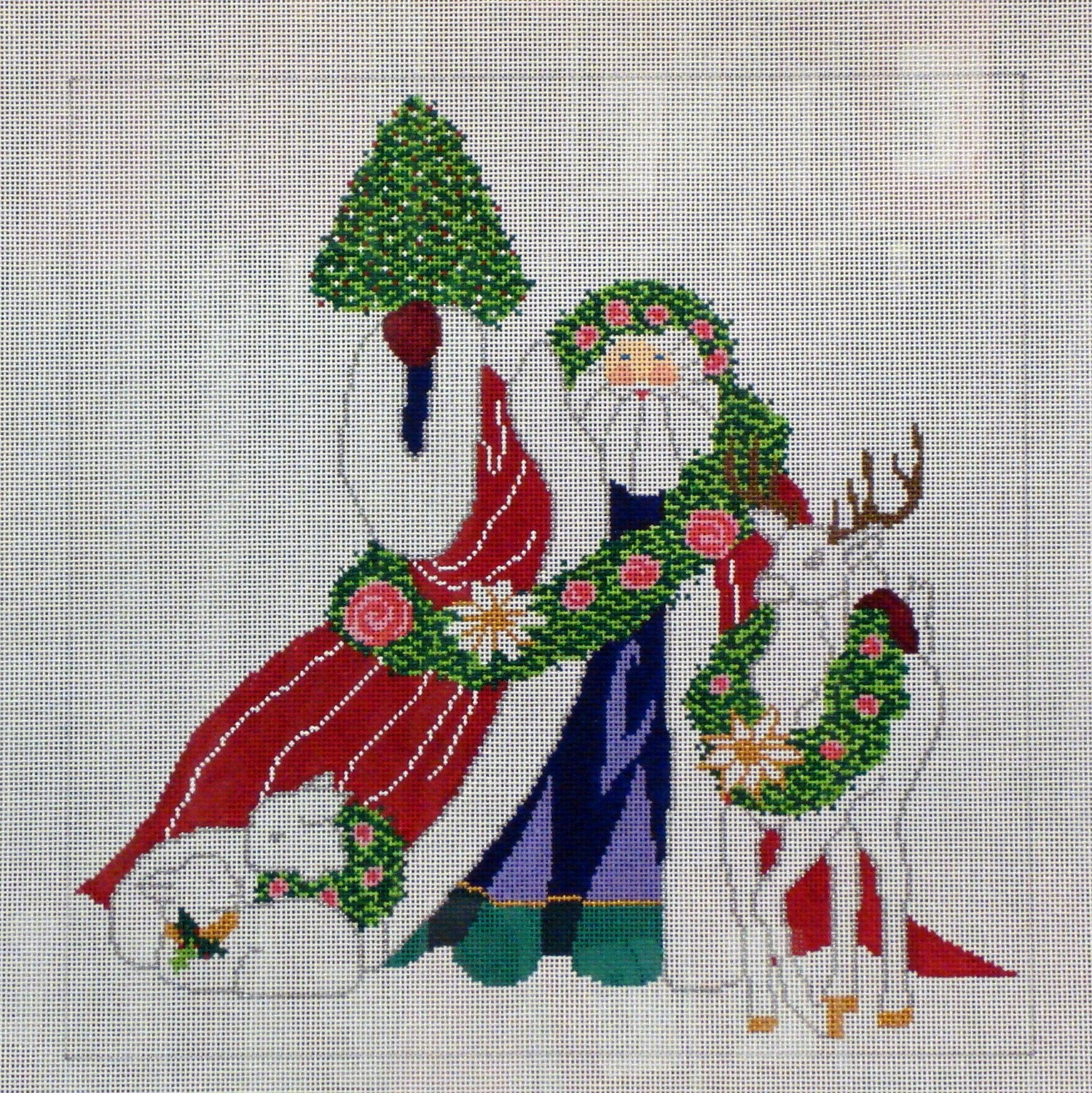 Father Christmas Square Pillow (Handpainted by Shelly Tribbey Designs)