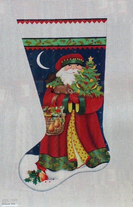 Forest Santa Christmas Stocking   (Handpainted by Melissa Shirley)