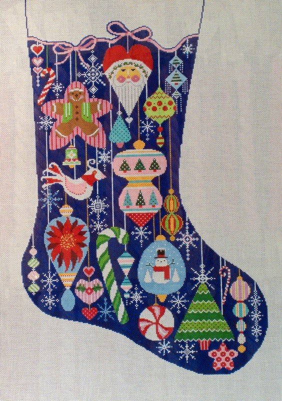 Happy Holiday Ornament Christmas Stocking  (Handpainted by Shelly Tribbey Designs)