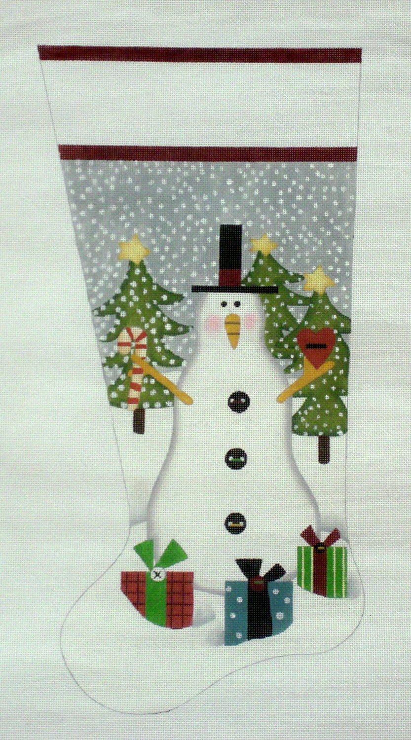 Homespun Snowman Stocking    (handpainted by Melissa Shirley)