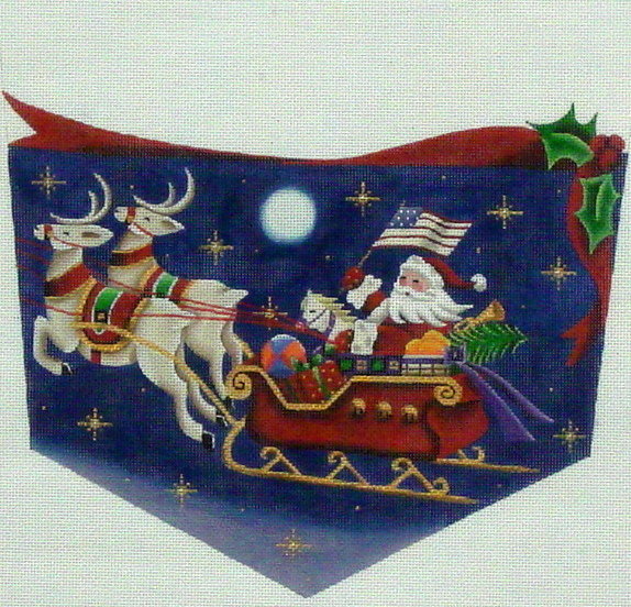 In The Sky Christmas Stocking Cuff   (Handpainted by Rebecca Wood Designs)