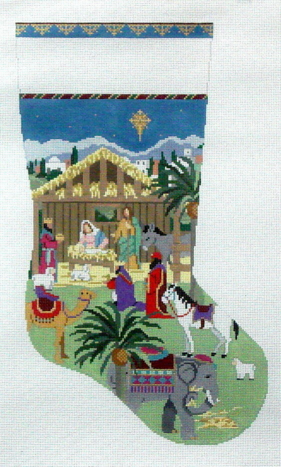 Nativity Stable Stocking (handpainted by Susan Roberts)